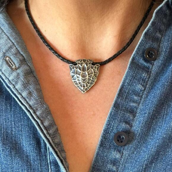 Carolyn Pollack Sterling Arrowhead Pendant with Black Braided Leather Necklace - Picture 3 of 10